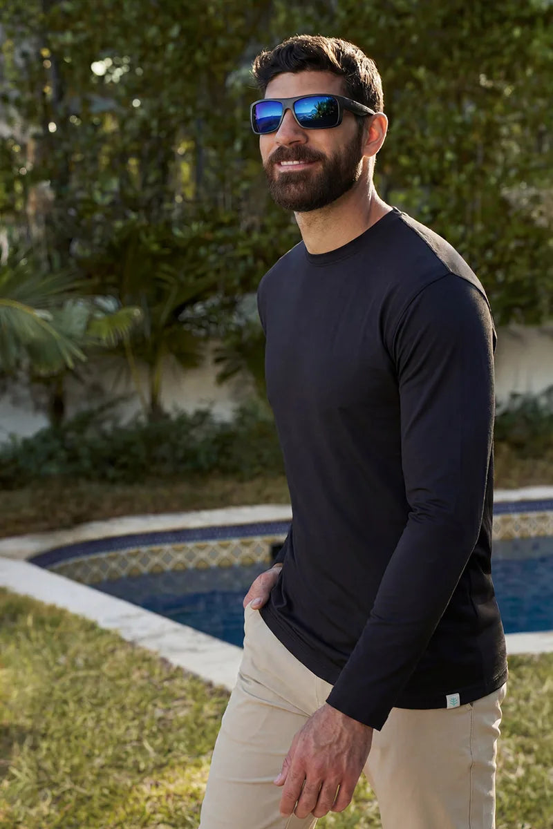Men's Morada Everyday Long Sleeve T-Shirt Pima Sol | Black UPF 50+