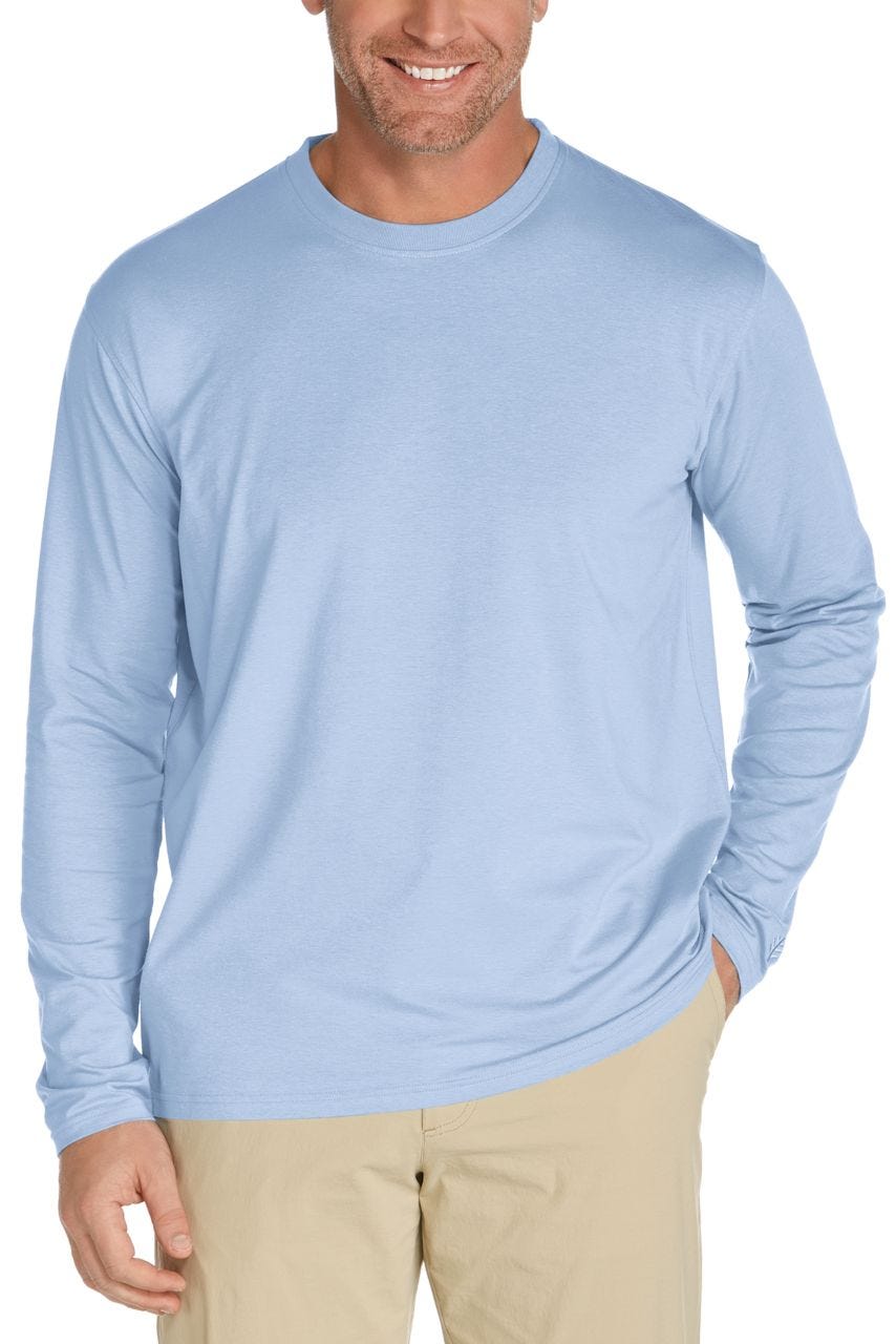 Coolibar Mens T-Shirt Large Long Sleeve Sun Protective L Men's Blue