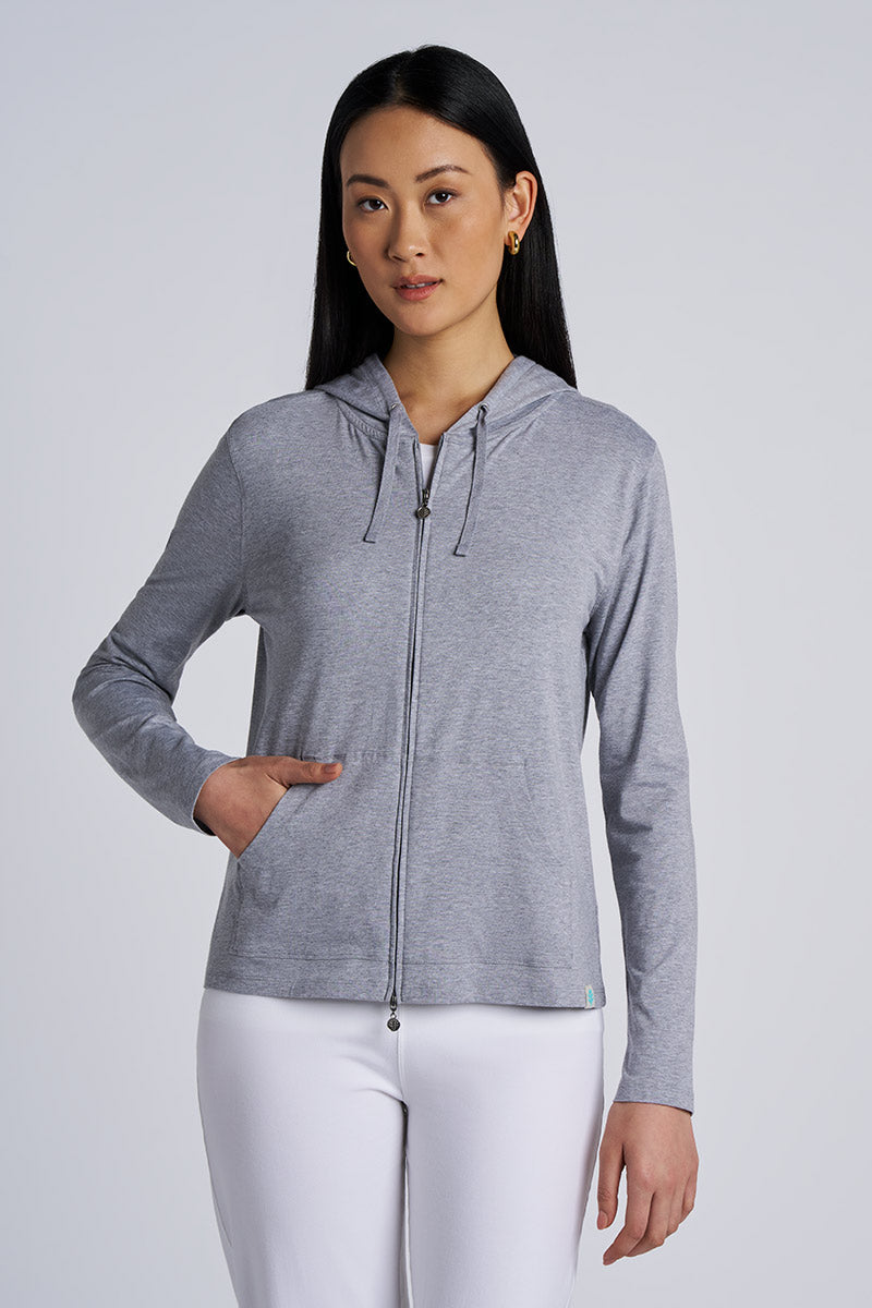 Women's Seaside Zip-Up Hoodie | Grey Heather UPF 50+