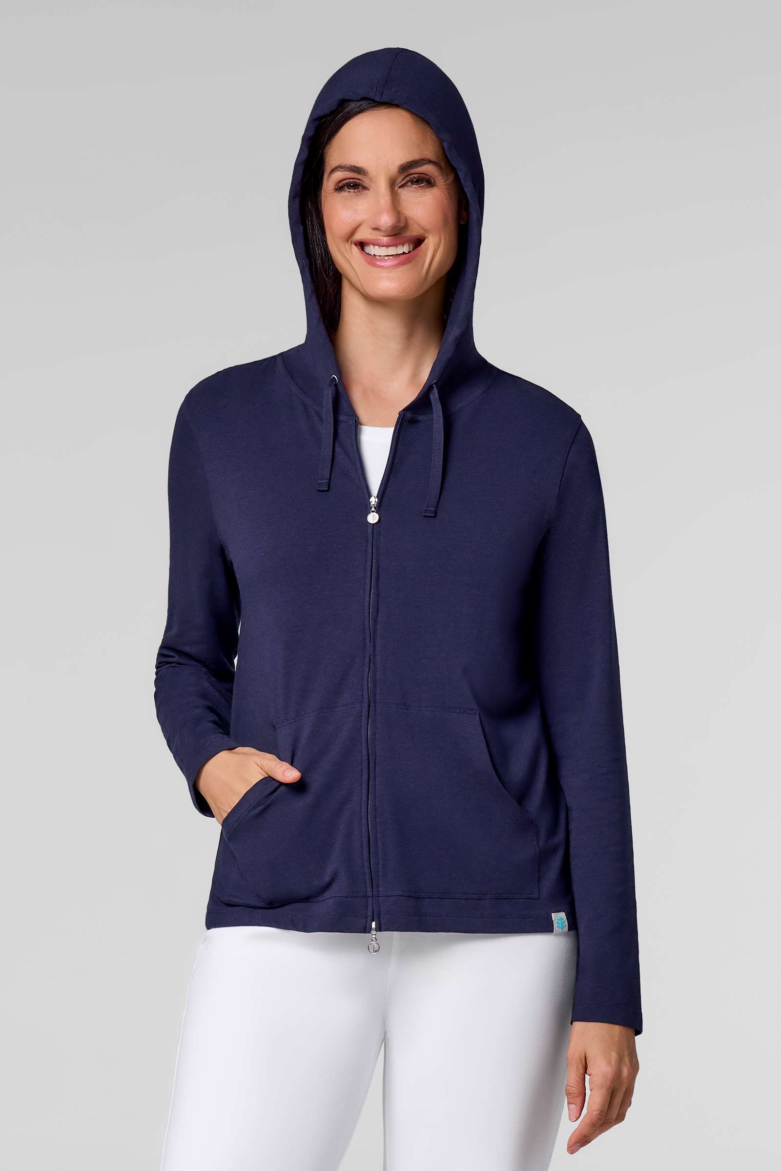 Navy Blue Zipped Hoodie Womens Ladies Essential Zip Up Hoodie Navy