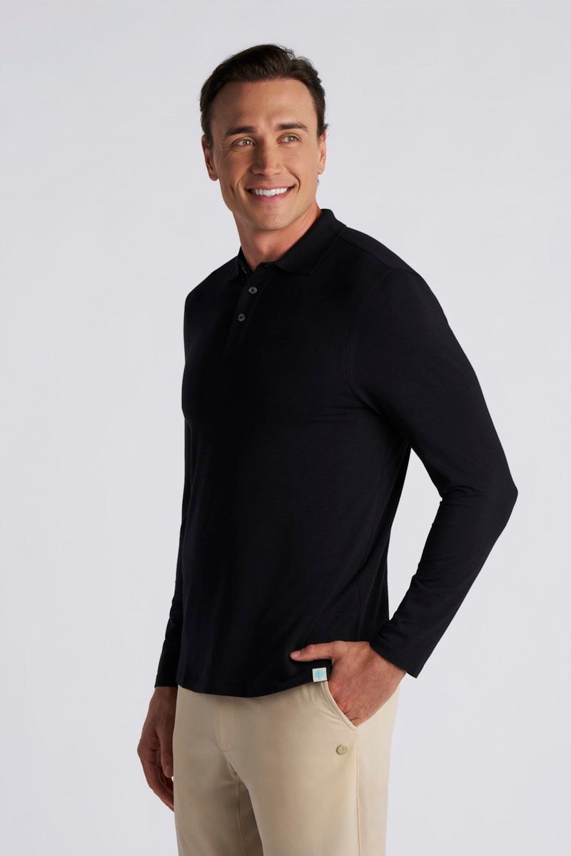 Men's Coppitt Long Sleeve Weekend Polo | Black UPF 50+
