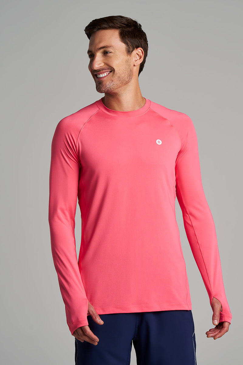 Men's Agility Long Sleeve Performance T-shirt | Sunkist Coral UPF 50+