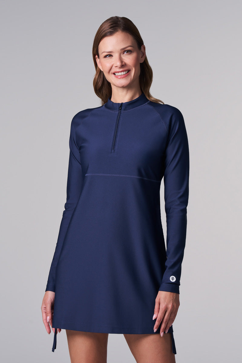 Women's Lawai Ruche Swim Shirt | Navy UPF 50+