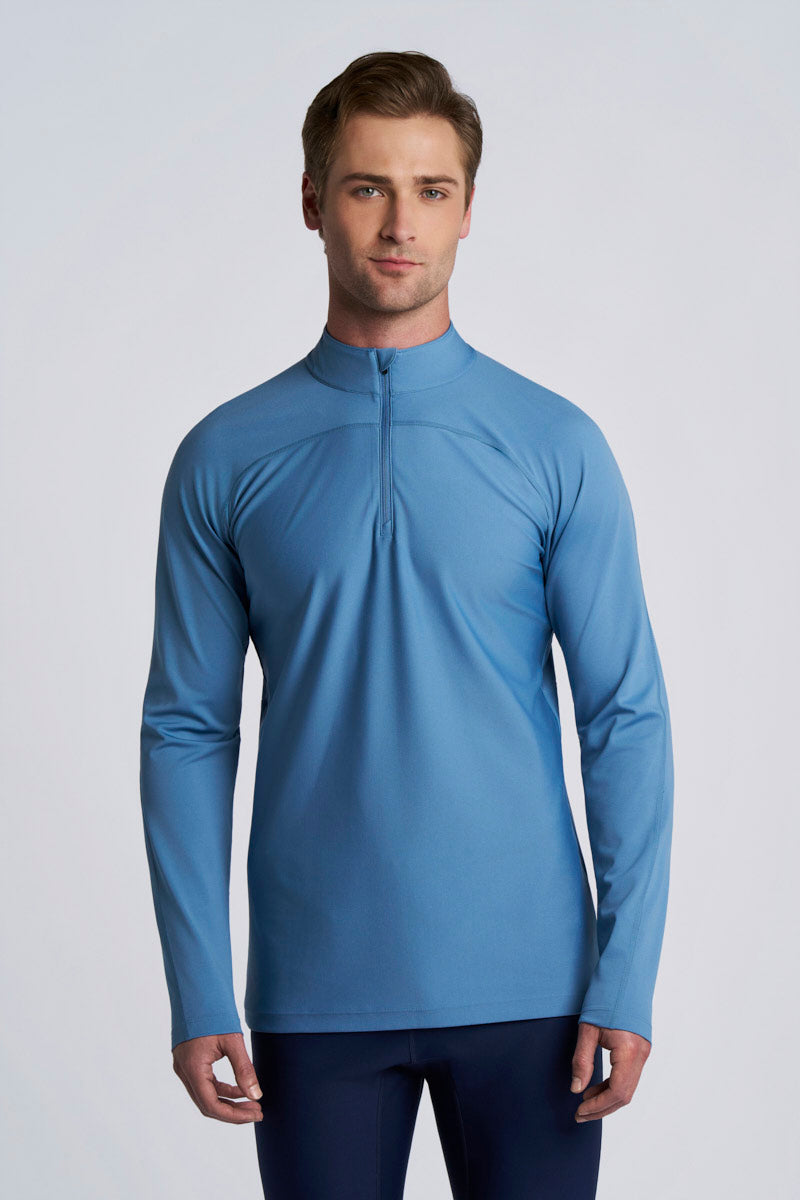 Men's Nocona Zip Rash Guard | Blue Dusk UPF 50+