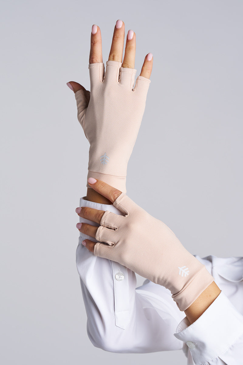 Ouray Fingerless Gloves | Pale Khaki UPF 50+