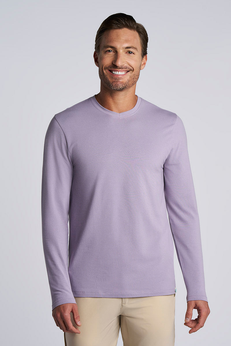 Morada | Men's Everyday Long Sleeve V-Neck T-Shirt | Lavender Gray