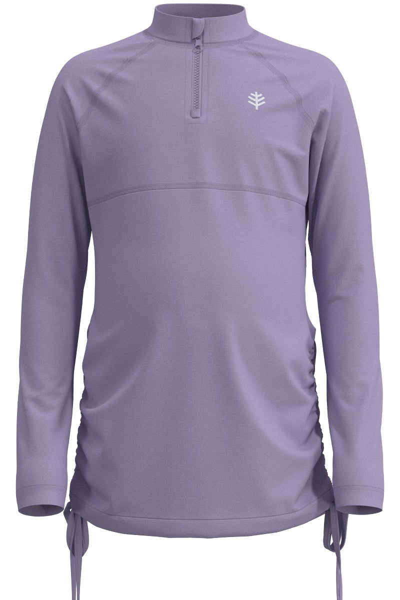 Girl's Lawai Ruche Long Sleeve Swim Shirt | Lavendula UPF 50+