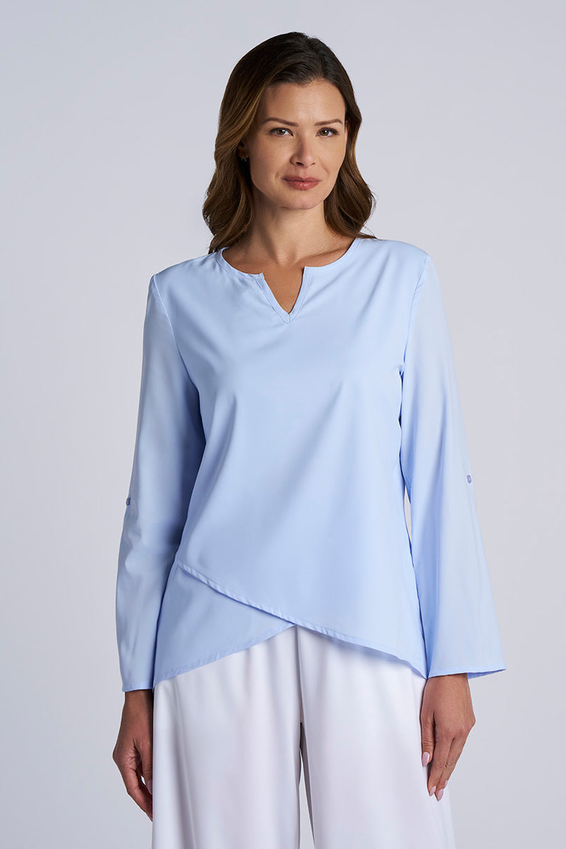 Women's Santa Barbara Tunic Top with Roll-Up Sleeves | Periwinkle