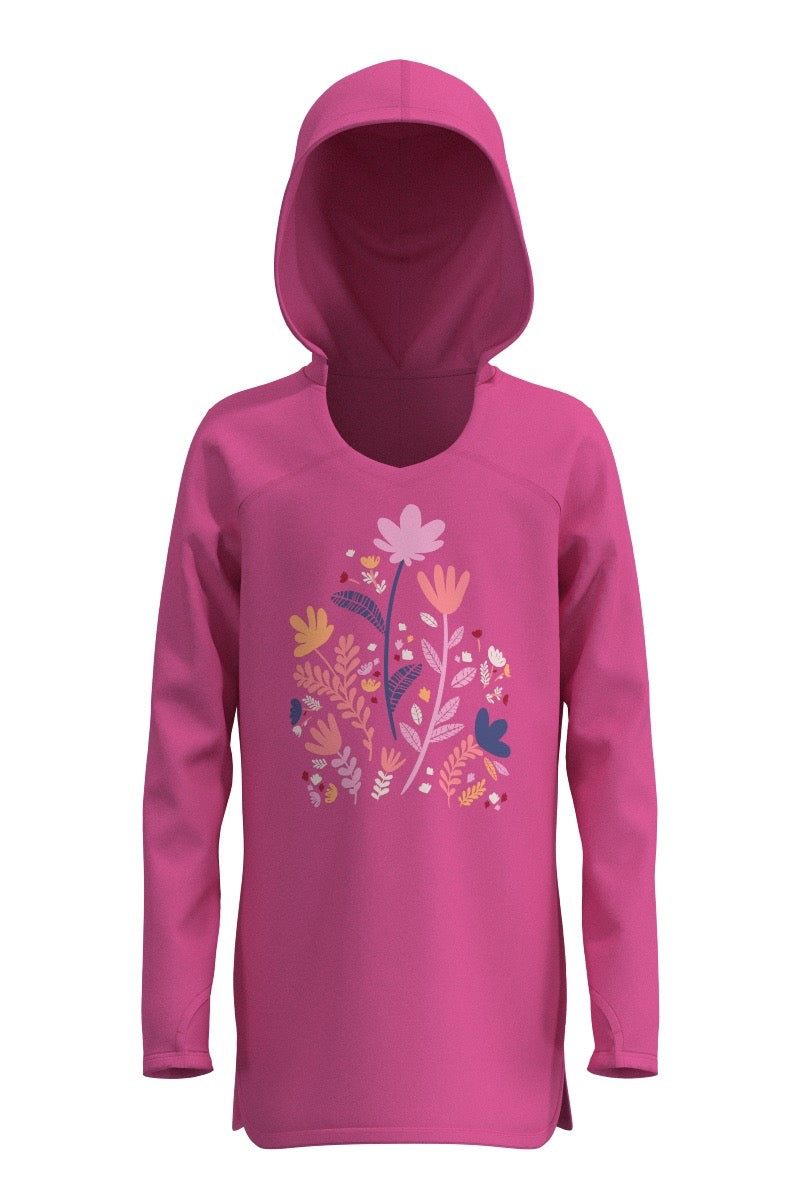 Girls' Swim Cover-Up Tulip Pink Blooming Forest UPF 50+