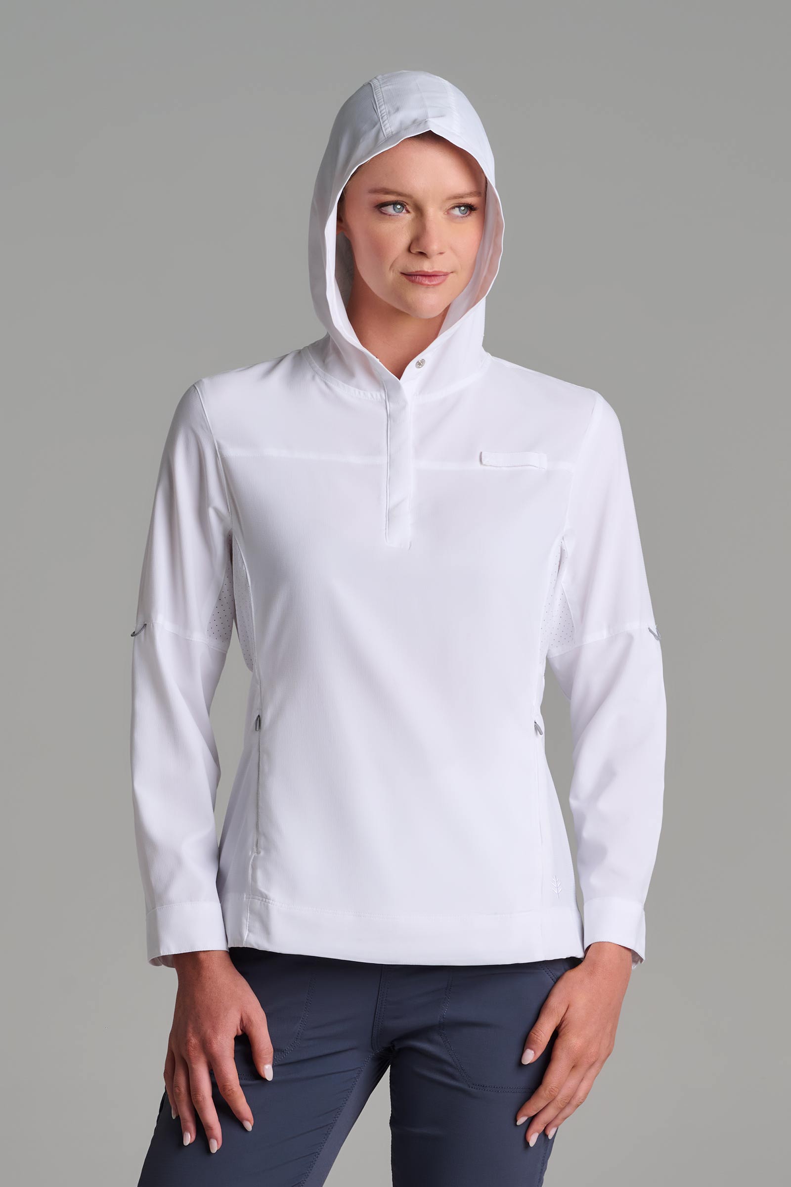 Women's Sea Spray Henley Hoodie | White UPF 50+