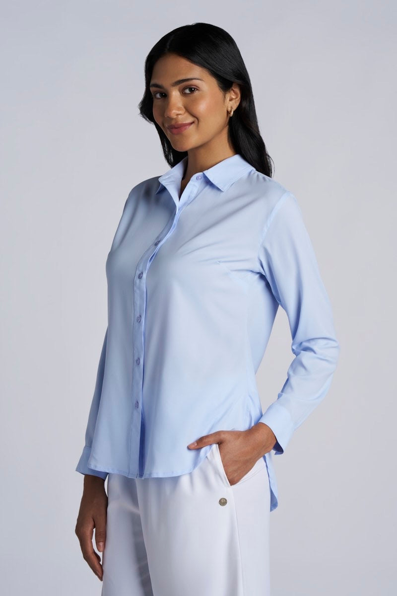 periwinkle dress shirt Comme Si La Shirt Classica in Silk Periwinkle Curated at Jake and Jones