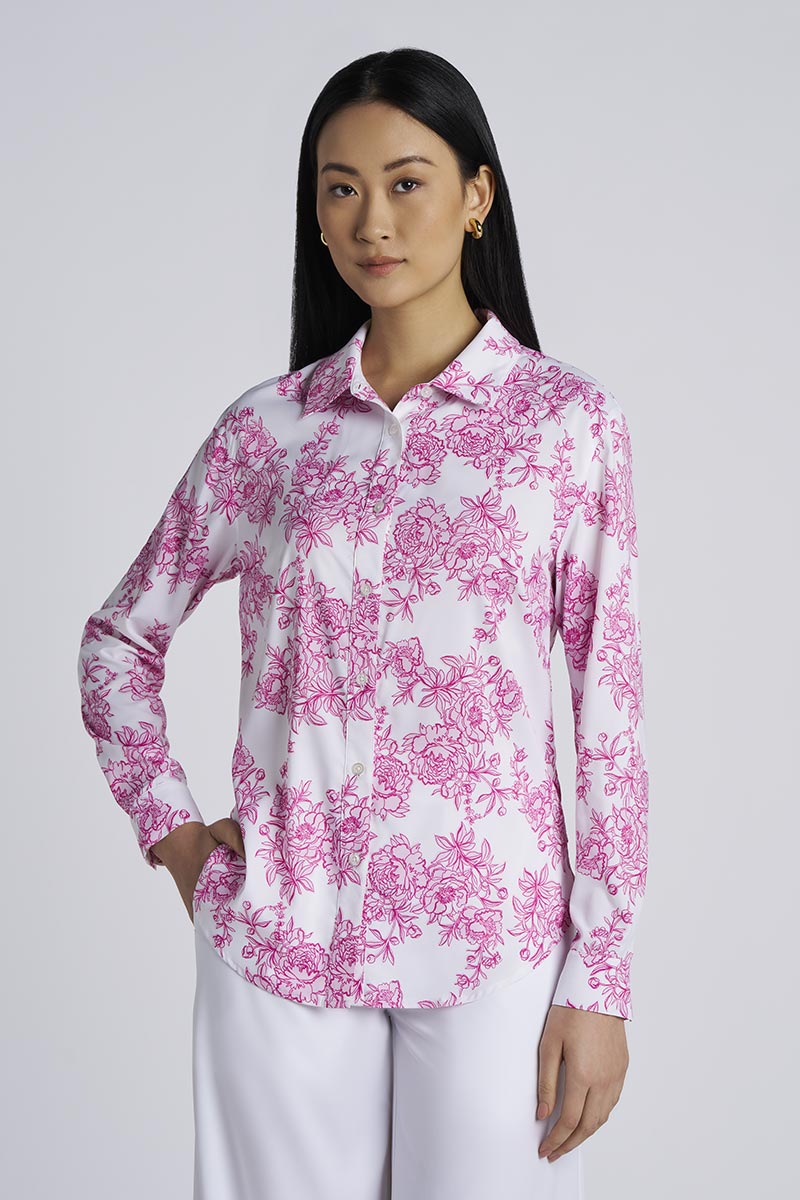 Women's Rhodes Long Sleeve Shirt | Fuchsia Bouquet UPF 50+