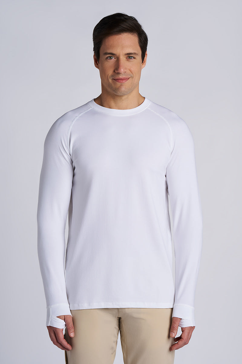 Men's LumaLeo Long Sleeve T-Shirt with Thumbholes | White UPF 50+