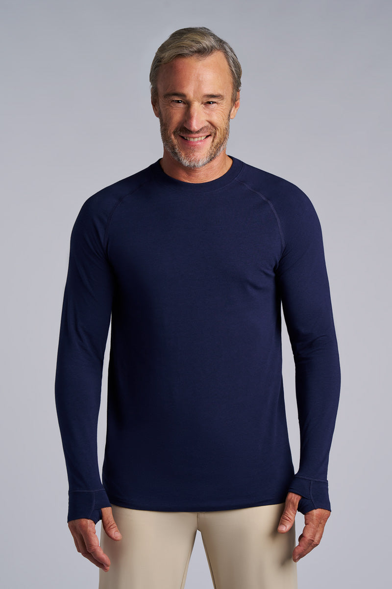 Men's Long-Sleeve T-Shirt with Thumbholes | Navy UPF 50+