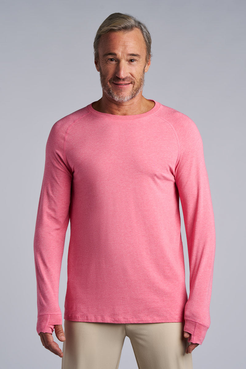 Men's LumaLeo Long Sleeve T-Shirt with Thumbholes | Flamingo Pink
