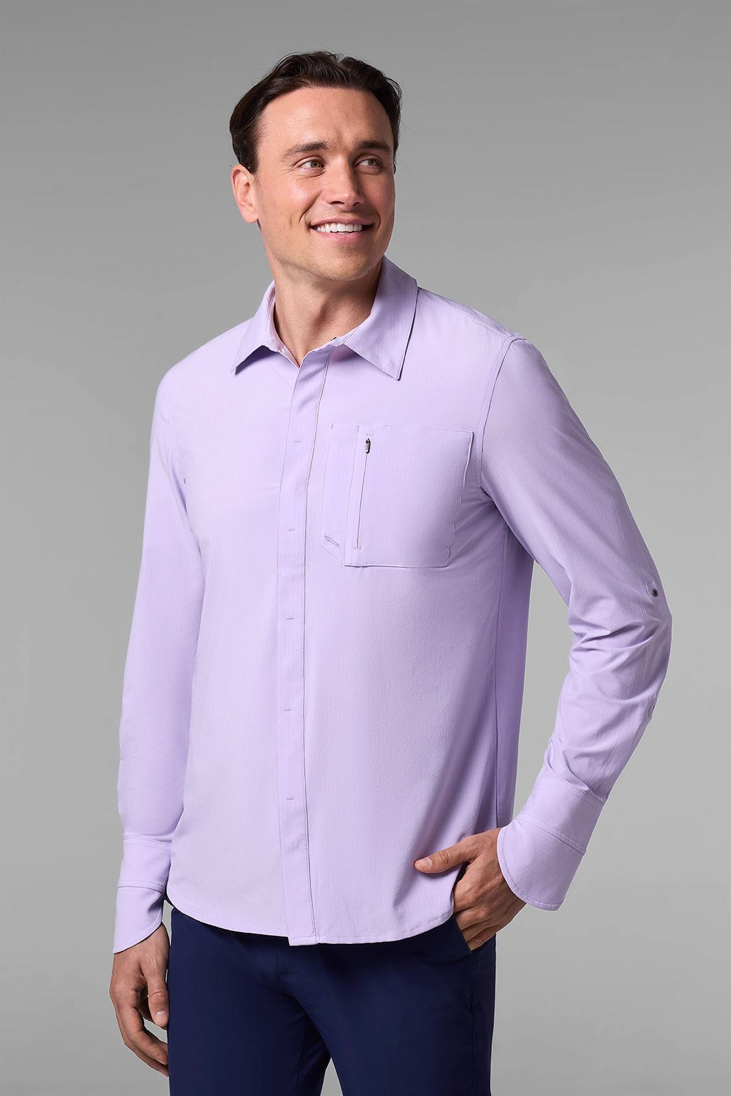 Men's Fiera Smart Long Sleeve Shirt | Lavendula Stripe UPF 50+