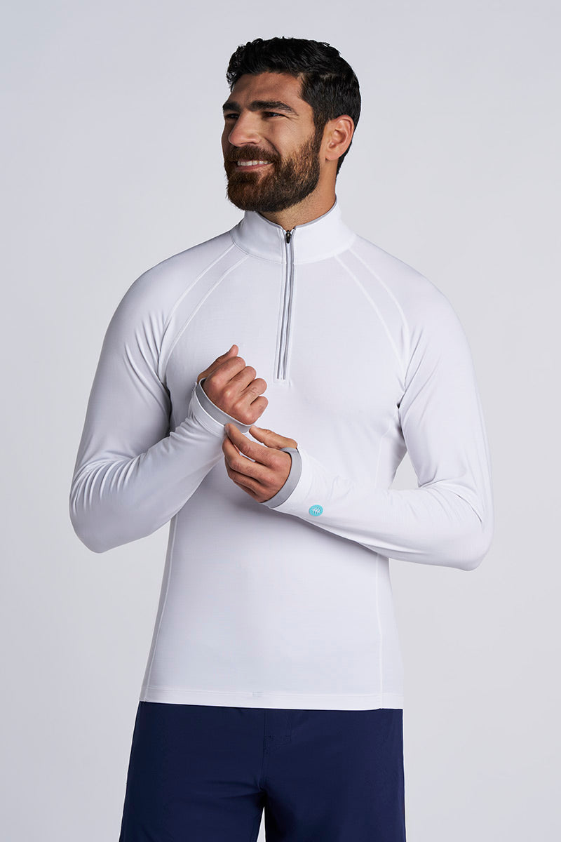 Men's Ultimate Half Zip Rash Guard | White UPF 50+