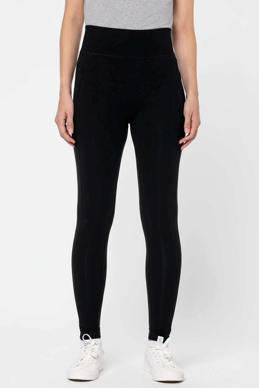 Coolibar UPF 50+ Women's Summer Leggings - Sun Protective, Zinc Oxide Fabric, Full-Length (XX-Large, Black)