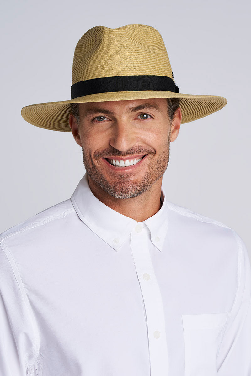 Panama Straw Fedora Hat with UPF Sun Protection, Packable Packable Straw Fedora Panama Sun Summer Beach Hat Cuban Men  main image 3