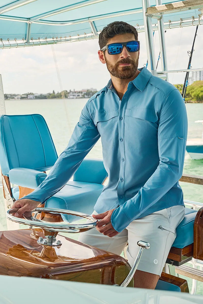 Men's Nassau Long Sleeve Fishing Shirt | Blue Dusk UPF 50+