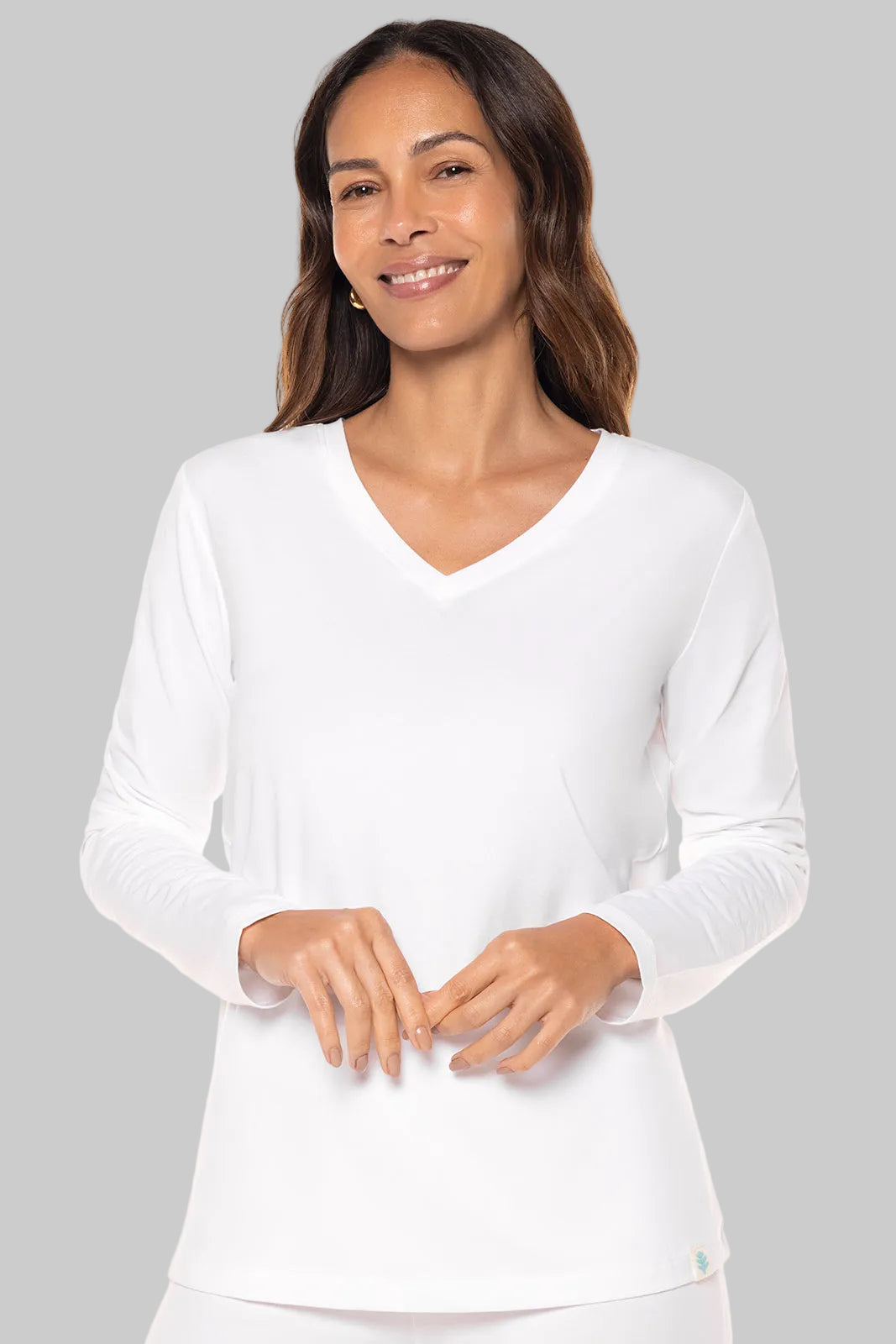 Women's Morada Everyday Long Sleeve V-Neck T-Shirt | White UPF 50+
