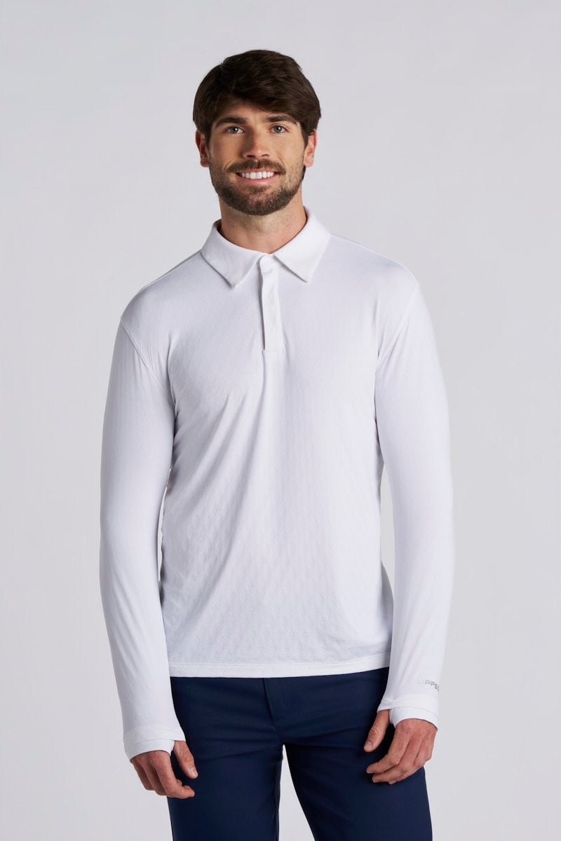 Men's Arobello Golf Polo | White Diamond Jacquard UPF 50+