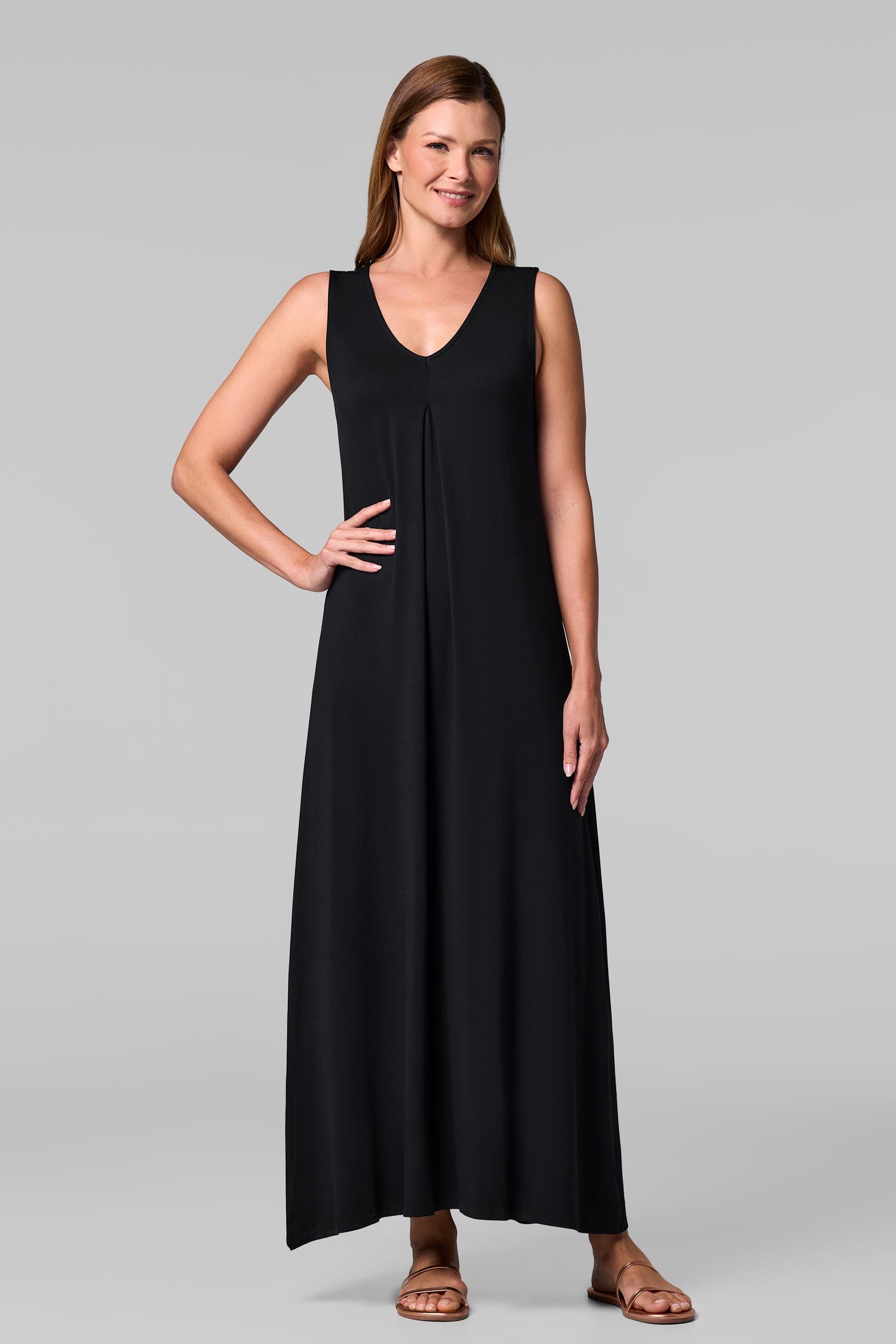 Sleeveless Maxi Dress Black UPF 50+ - Main Image