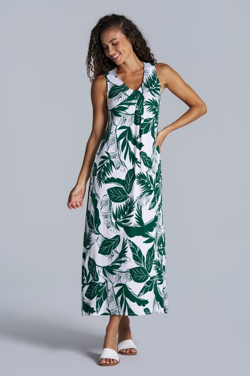 Women's Coco Walk Sleeveless Maxi Dress | Eden Green Palm Paradise