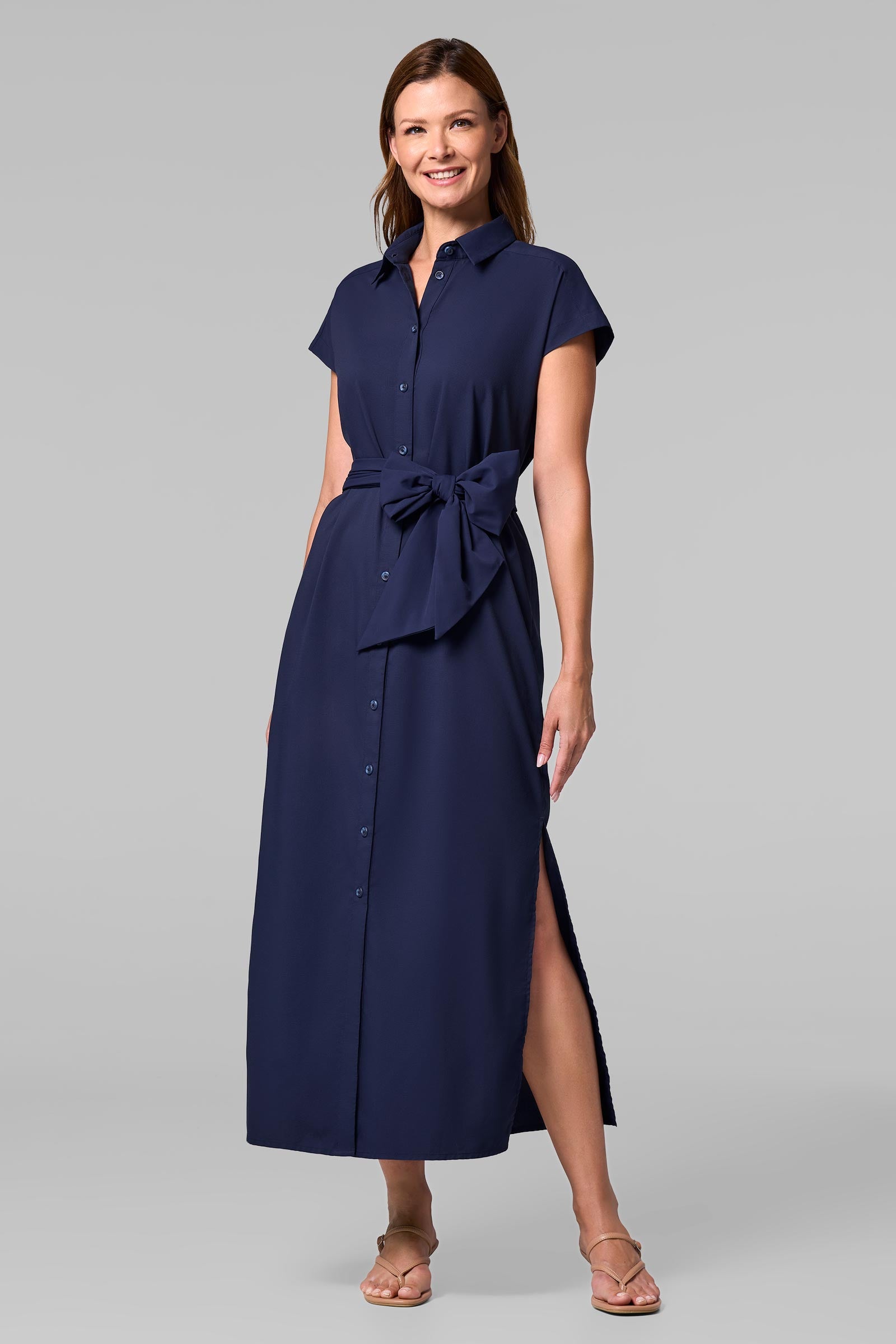 Women's Espanola Way Midi Dress | Navy | UPF 50+ | Coolibar Women's Espanola Way Midi Dress | Navy | UPF 50+ | Coolibar