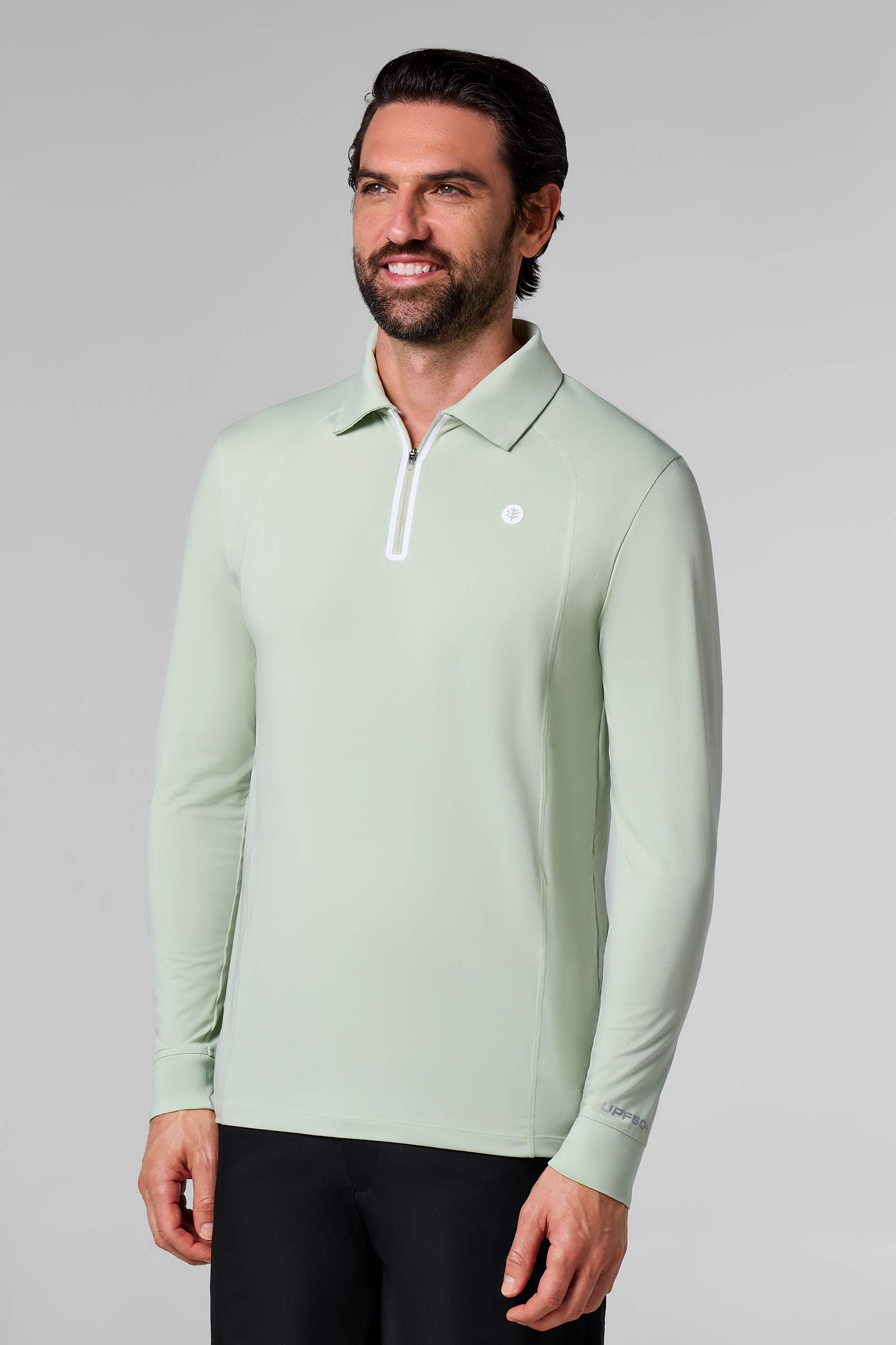 Men's Long Sleeve Golf Polo Seedling UPF 50+ - Main Image