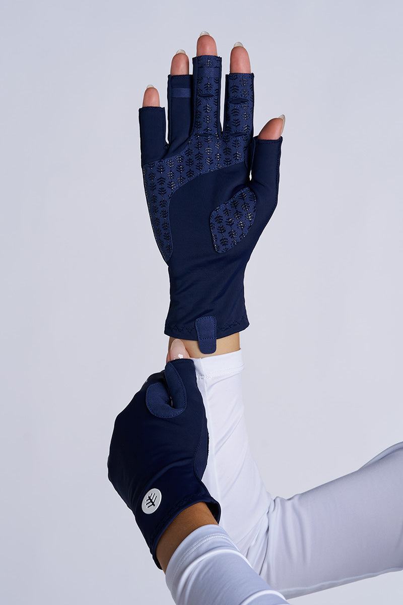 Unisex MaxShield Multi-Sport Fingerless Gloves | Navy UPF 50+