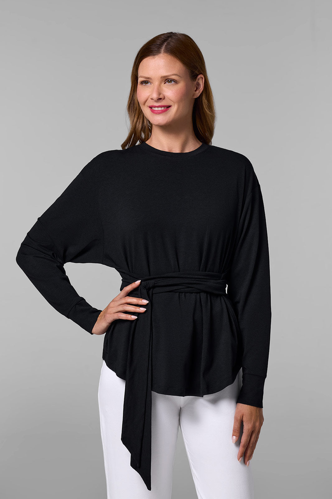 Women's Merrick Tie Long Sleeve Shirt | Black UPF 50+