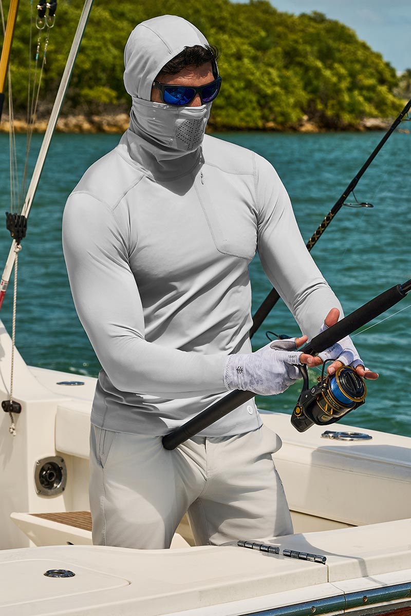 Men's Vented Andros Fishing Hoodie | Sleek Grey UPF 50+