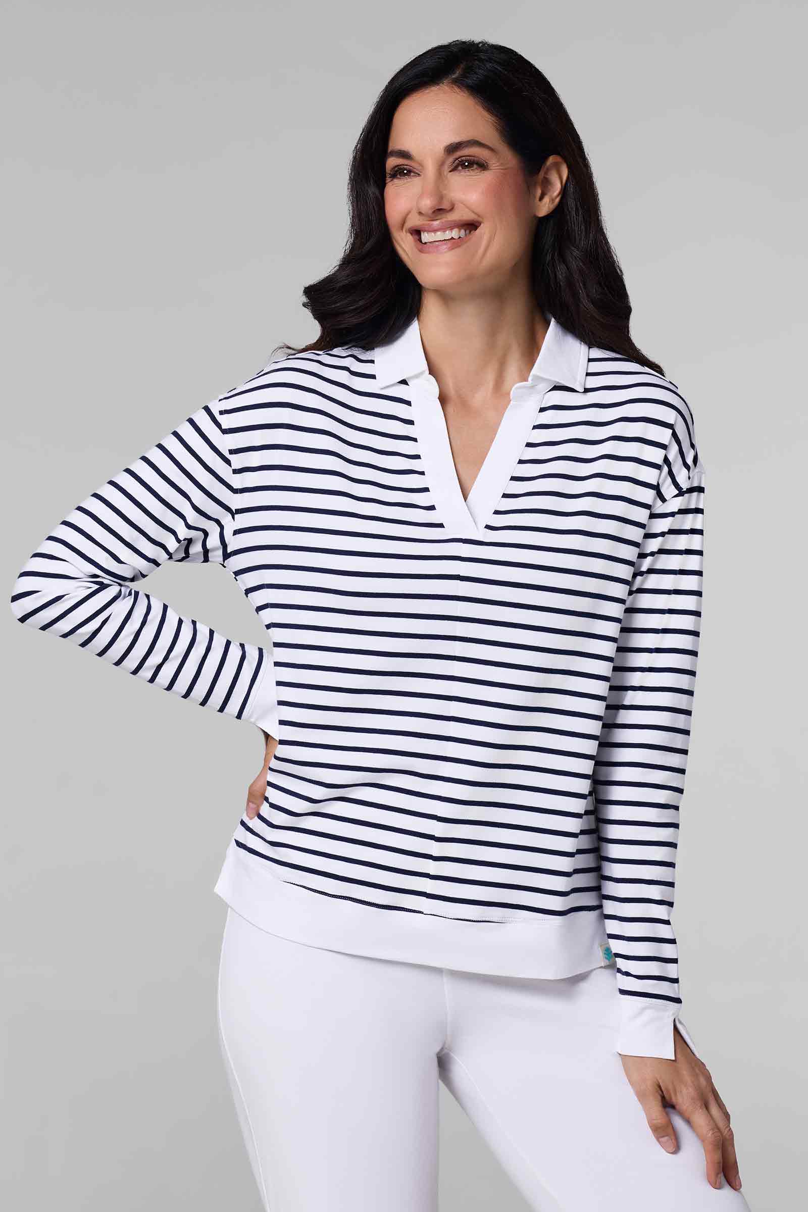 Women's Embroidered Collar Polo - Navy