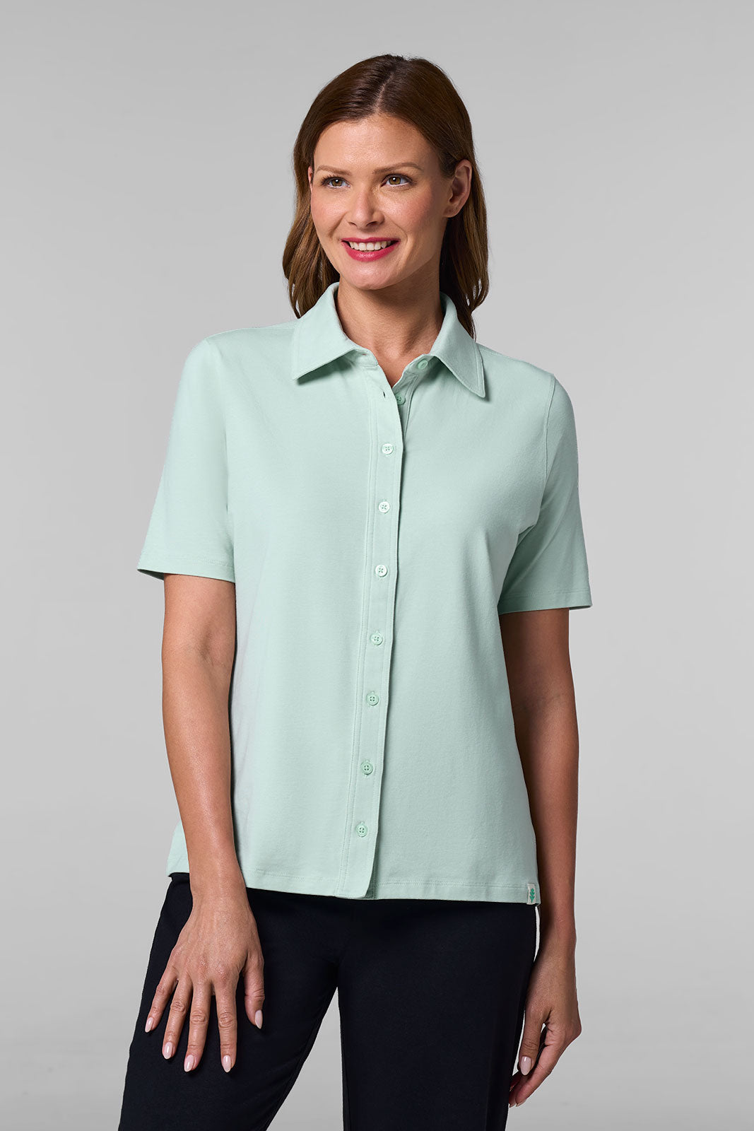 Women's Morningside Button Down Short Sleeve Shirt | Misty Aqua | UPF 50+ Women's Morningside Button Down Short Sleeve Shirt | Misty Aqua | UPF 50+