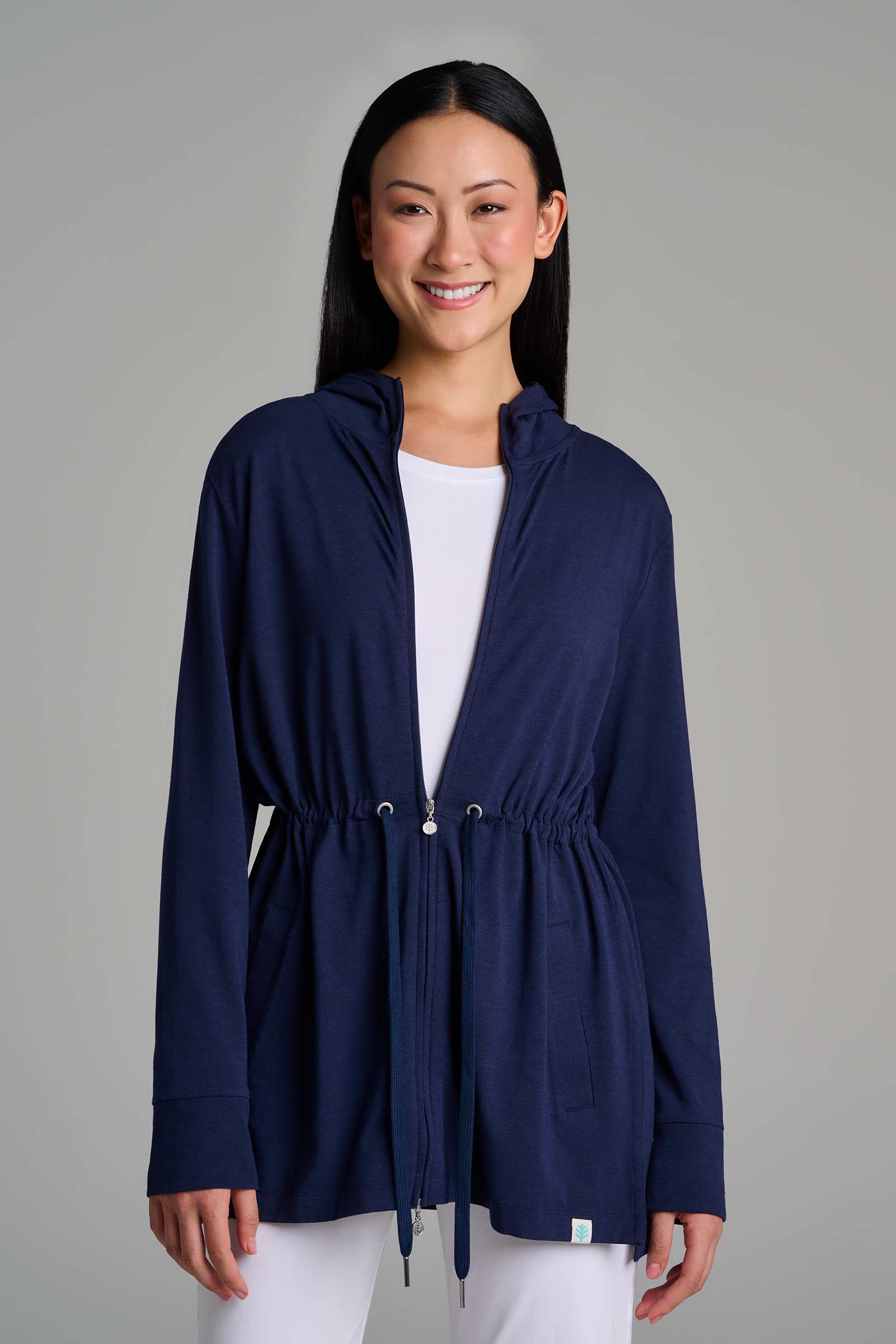 Women's Hoodie with Adjustable Waist | Navy UPF 50+