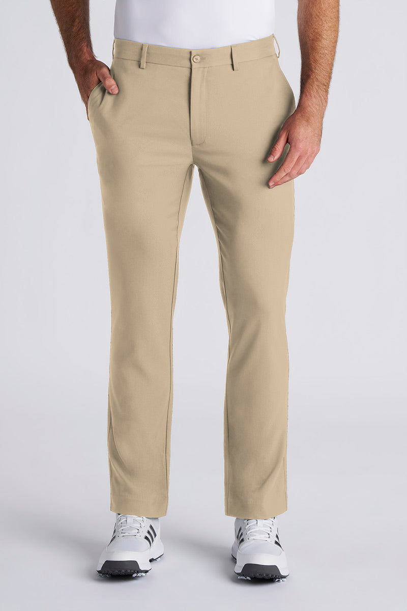 1PIU1UGUALE3 GOLF　ZIP SLACKS［KHAKI］ Men's On the Green Golf Pants | Pale Khaki UPF 50+