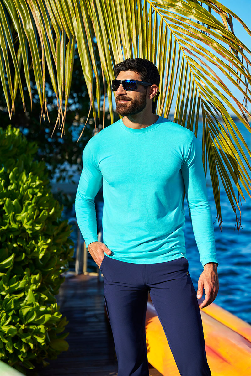 Men's Morada Everyday Long Sleeve T-Shirt | Coolibar Blue