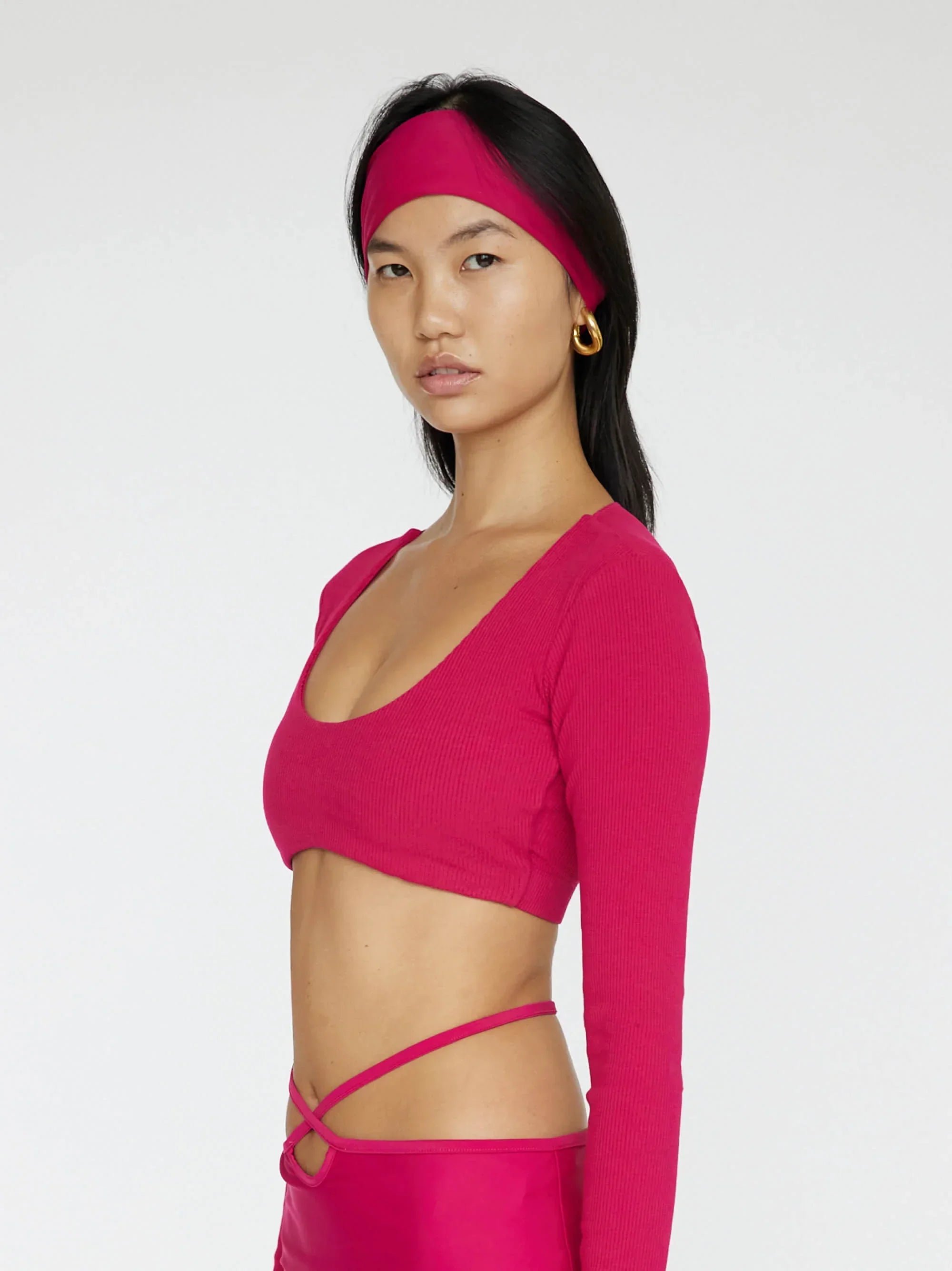 Long Sleeve Crop Top | Magenta UPF 50+ Long Sleeve Crop Top | Magenta UPF 50+