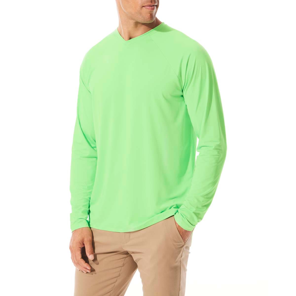 Men's Essential V-Neck Long Sleeve T-Shirt Turf Green