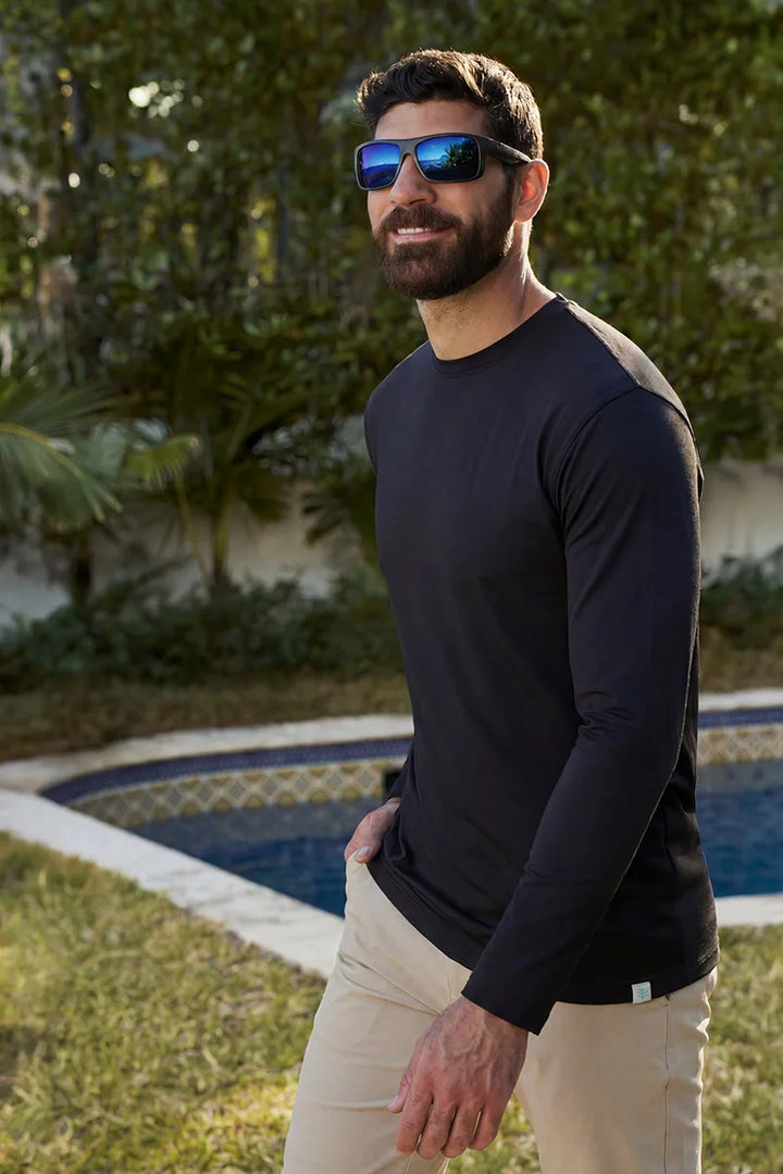 Men's Morada Everyday Long Sleeve T-Shirt Pima Sol | Black UPF 50+
