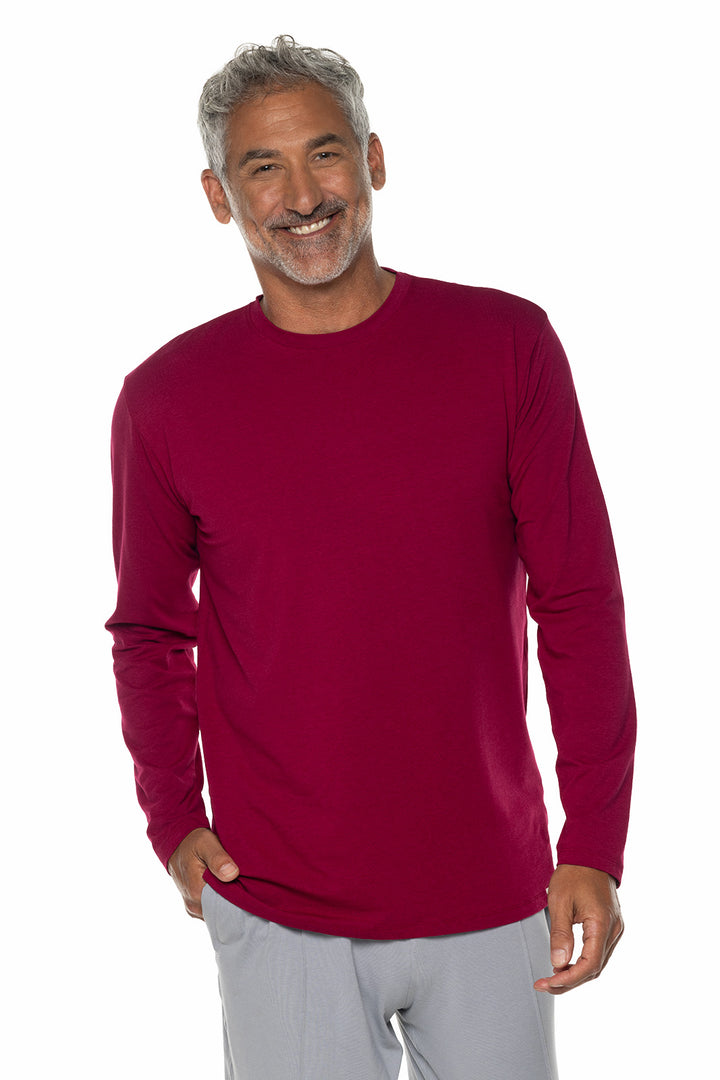 Coolibar Men's Morada Everyday Long Sleeve T-Shirt UPF 50+, Red Crush / M