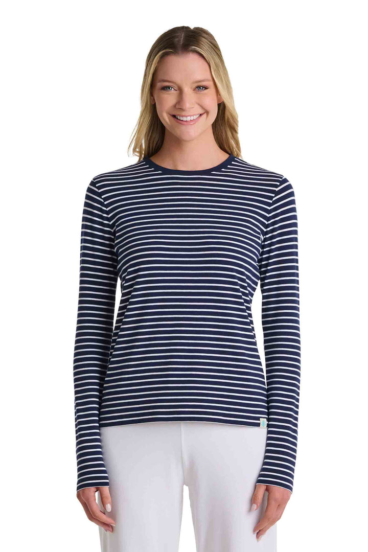 Women's Long Sleeve T-Shirt | Navy/White Stripe