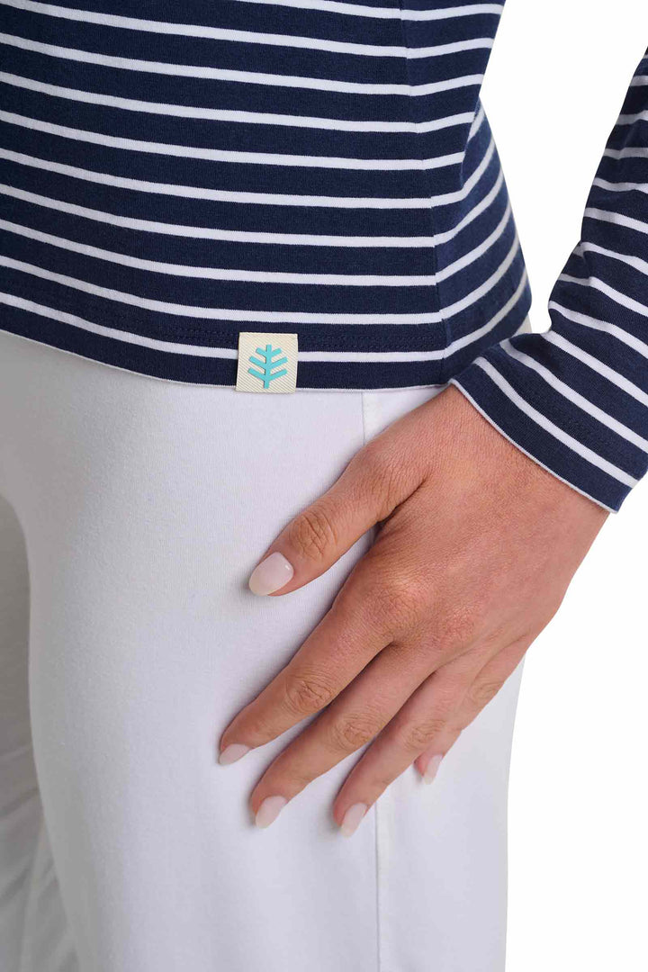 Women's Long Sleeve T-Shirt | Navy/White Stripe