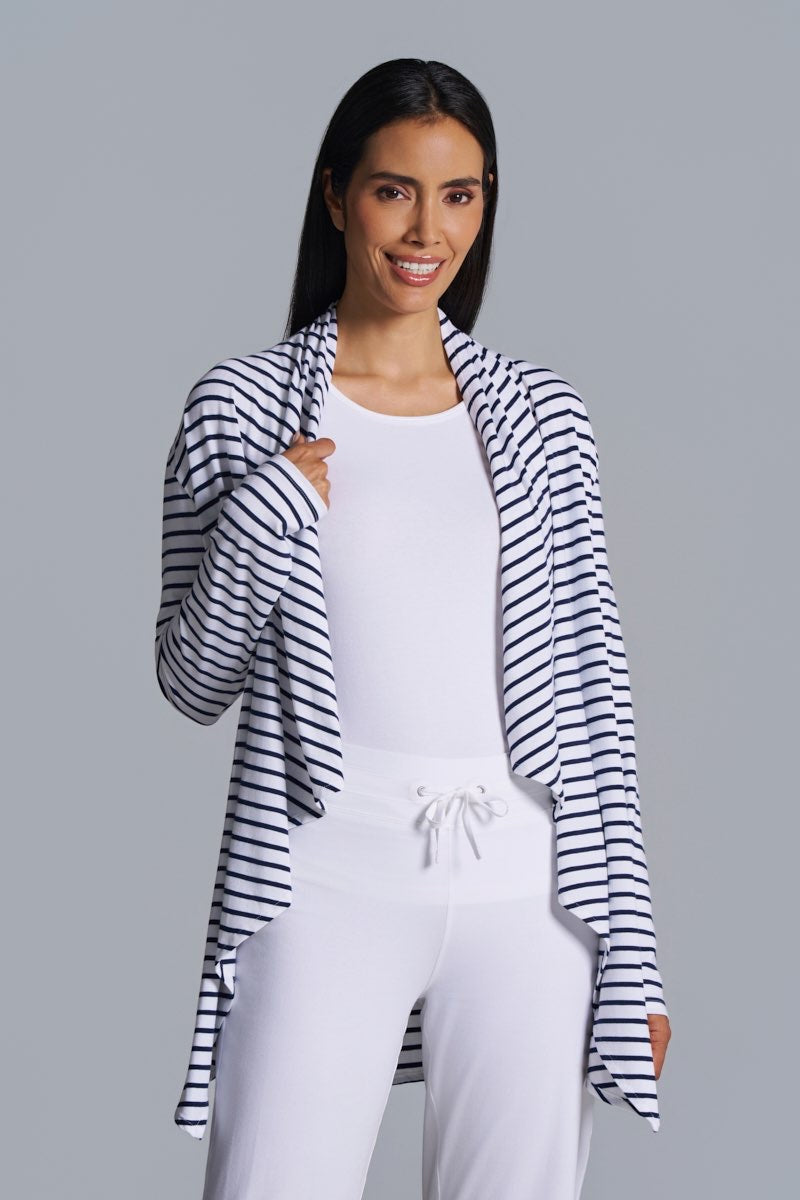 Women's Marietas Sun Wrap | White/Navy Stripe UPF 50+
