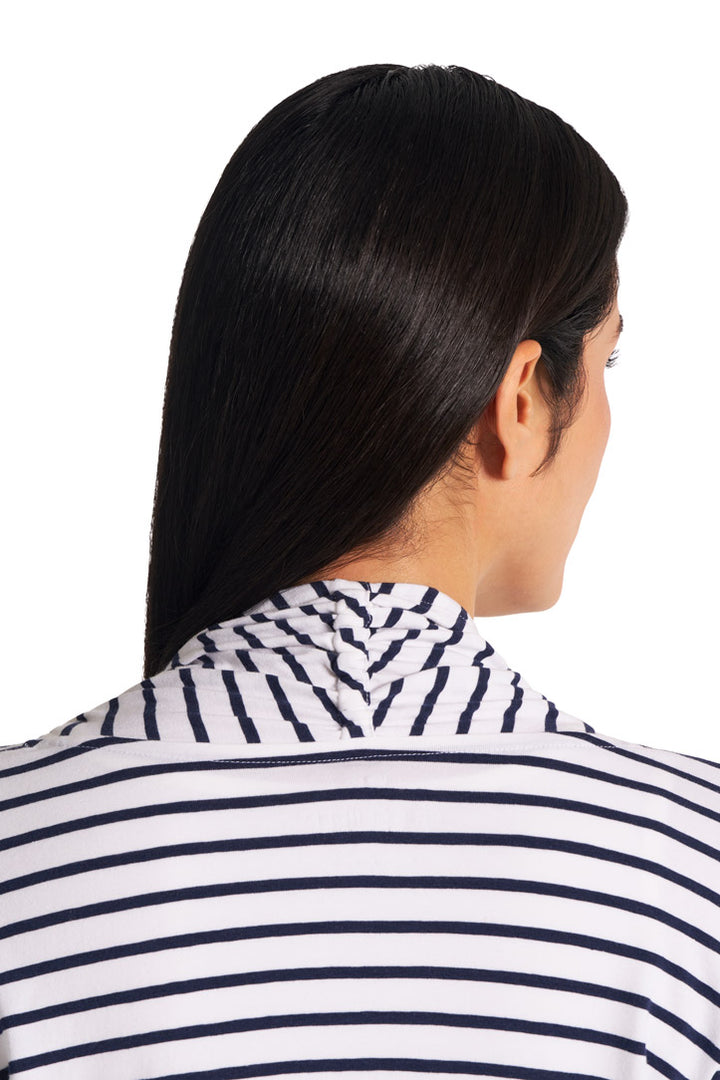 Women's Long Sleeve Sun Wrap | White/Navy Stripe