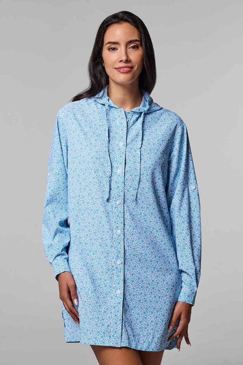 Tunic Dress with 3/4 Sleeve | Malibu Blue Shell We UPF 50+
