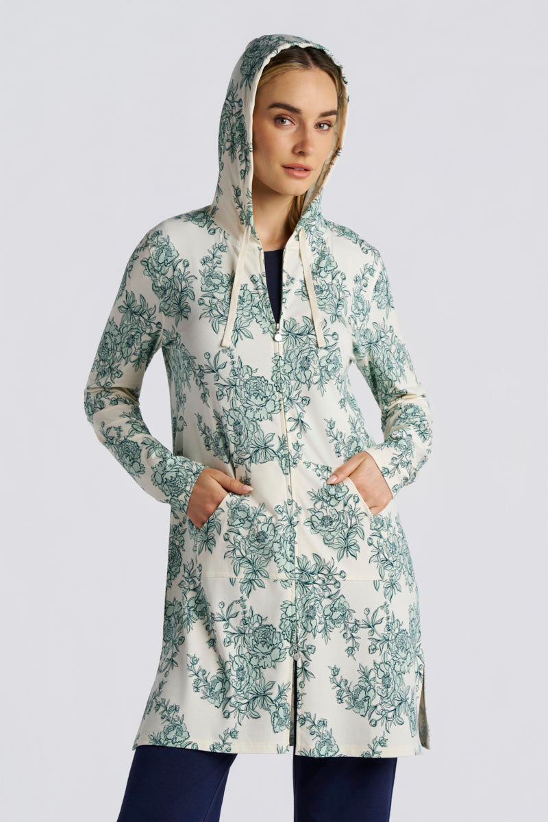 Lagoon ロングガウン Women's Cabana Long Zip-Up Hoodie | Coolibar Blue