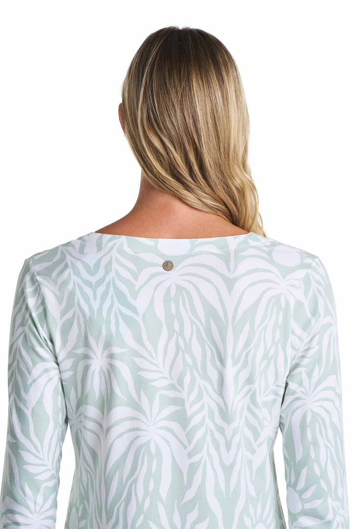 Tunic Dress with 3/4 Sleeve | Misty Aqua American Palm