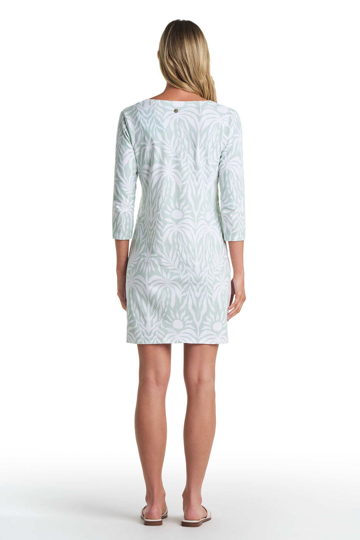 Tunic Dress with 3/4 Sleeve | Misty Aqua American Palm